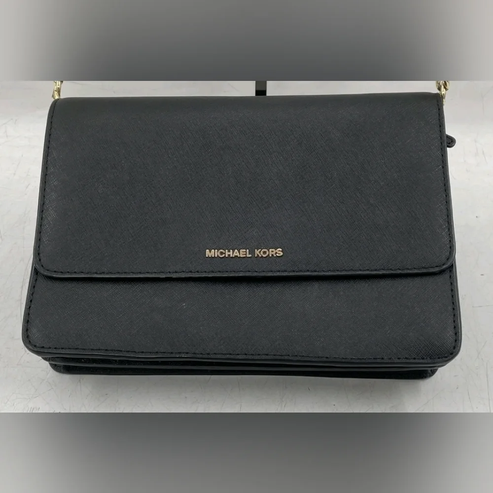 Michael Kors Black Saffiano Leather Crossbody Bag.